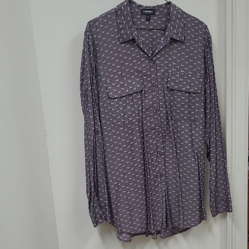 Express Purple Patterned Blouse